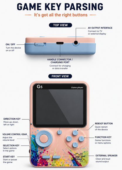 G5 or SUP Retro Game Box  Portable Handheld Game Console with 400+ Built-In Games